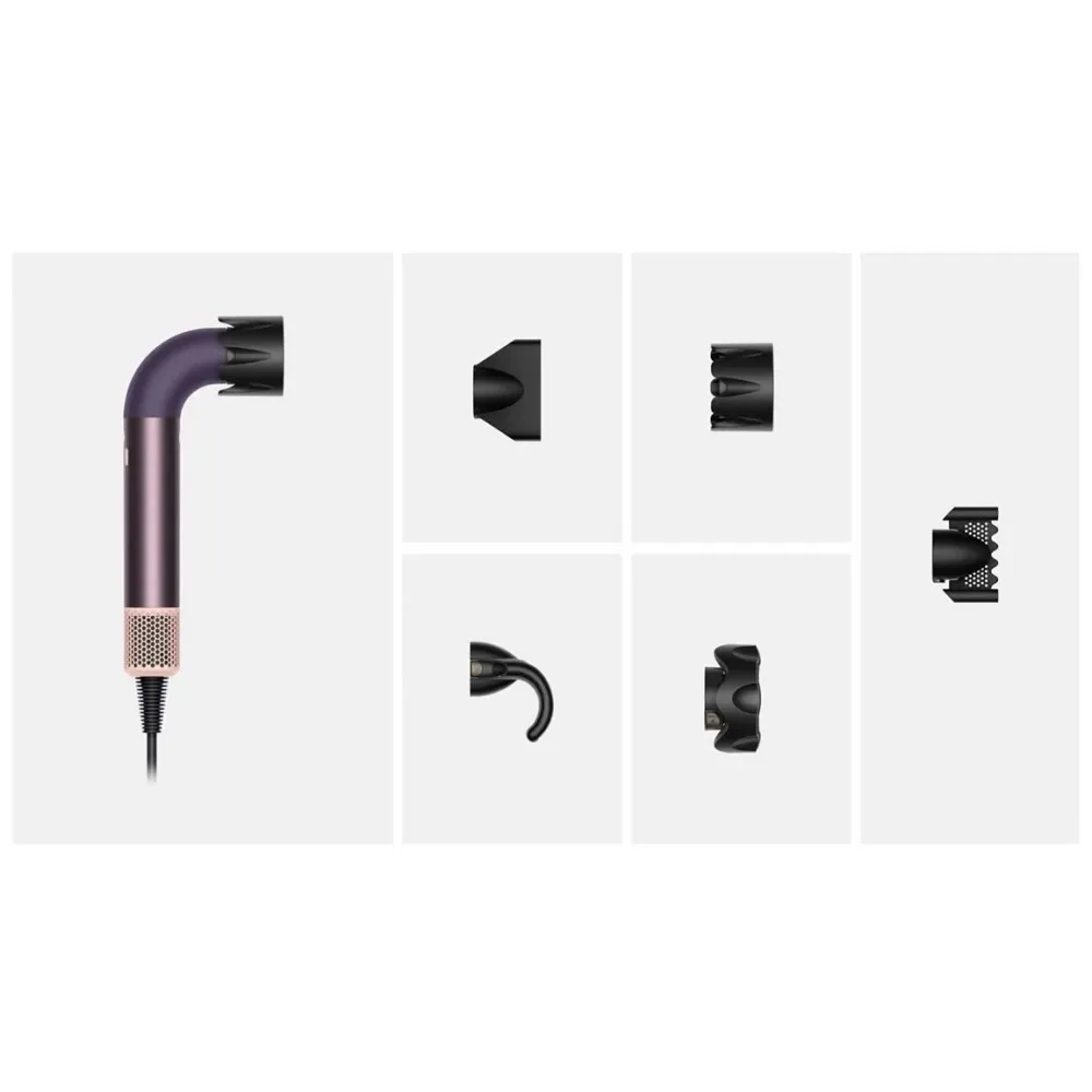 Фен Dyson HD17 Supersonic R Jasper/Plum, 1700Вт, 3 температурных режима, ионизация, холодный обдув, 5 насадок, фиолетовый