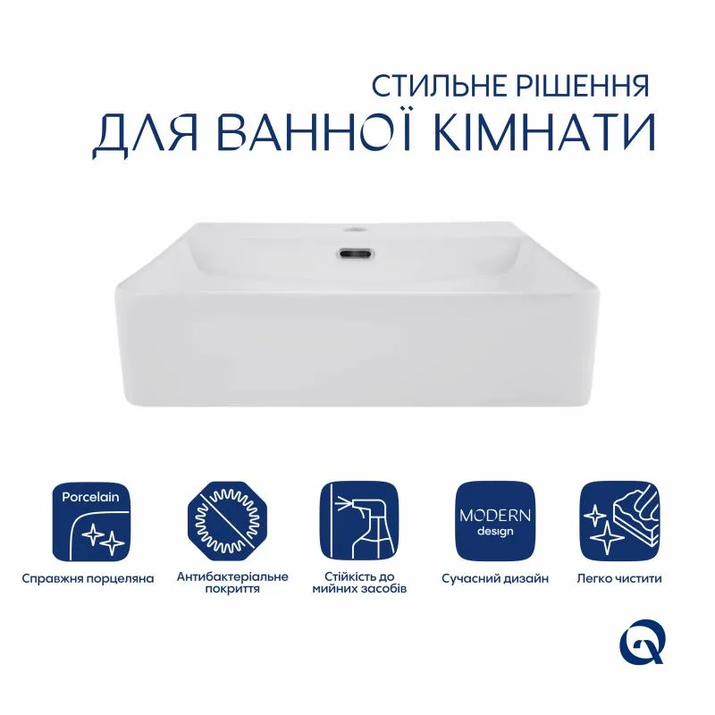 Раковина подвесная Qtap Nando LT 500x420 мм керамическая белая прямоугольная