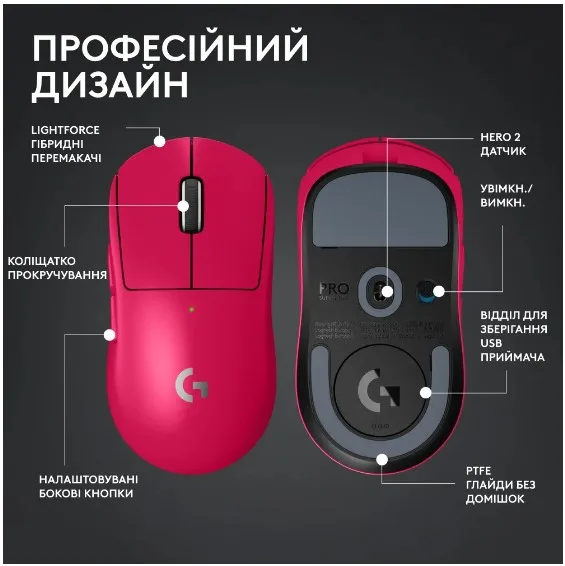 Миша Logitech оптична бездротова середня 60 г рожевий