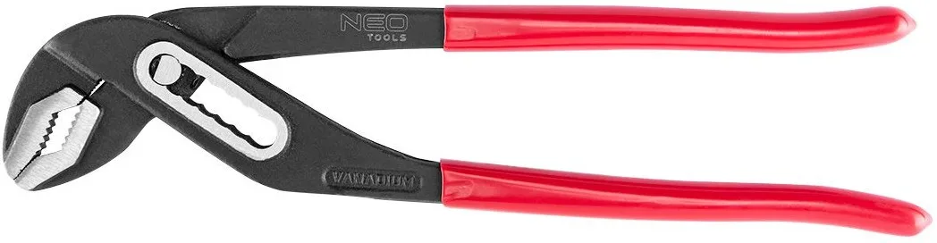 Кліщі переставні Neo Tools 300мм 0-45мм для сантехніків і слюсарів регульовані хром-ванадієві