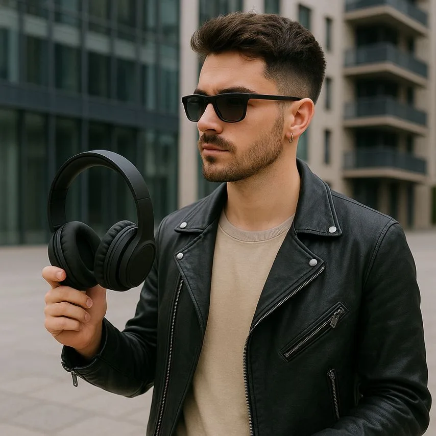 Навушники Bluetooth бездротові накладні WALKER шкірозамінник чорні