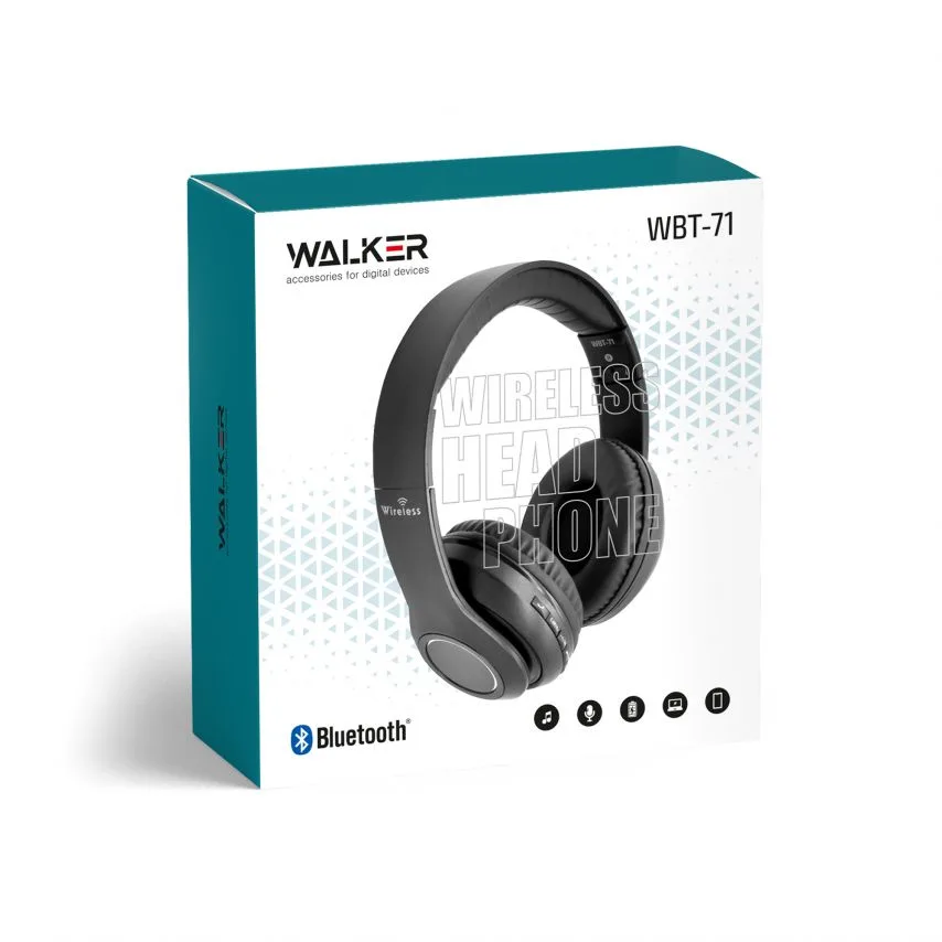 Навушники Bluetooth бездротові накладні WALKER шкірозамінник чорні
