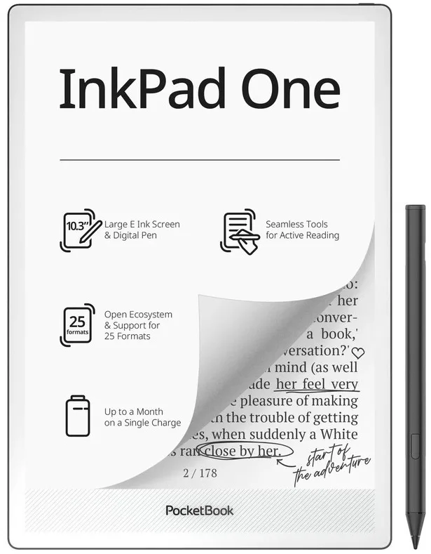 Електронна книга PocketBook E Ink 10,3" Matte Black 32 ГБ з підсвічуванням