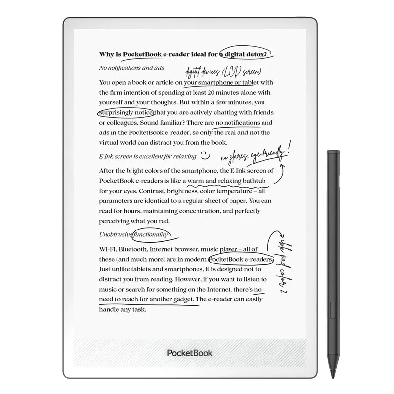Електронна книга PocketBook E Ink 10,3" Matte Black 32 ГБ з підсвічуванням