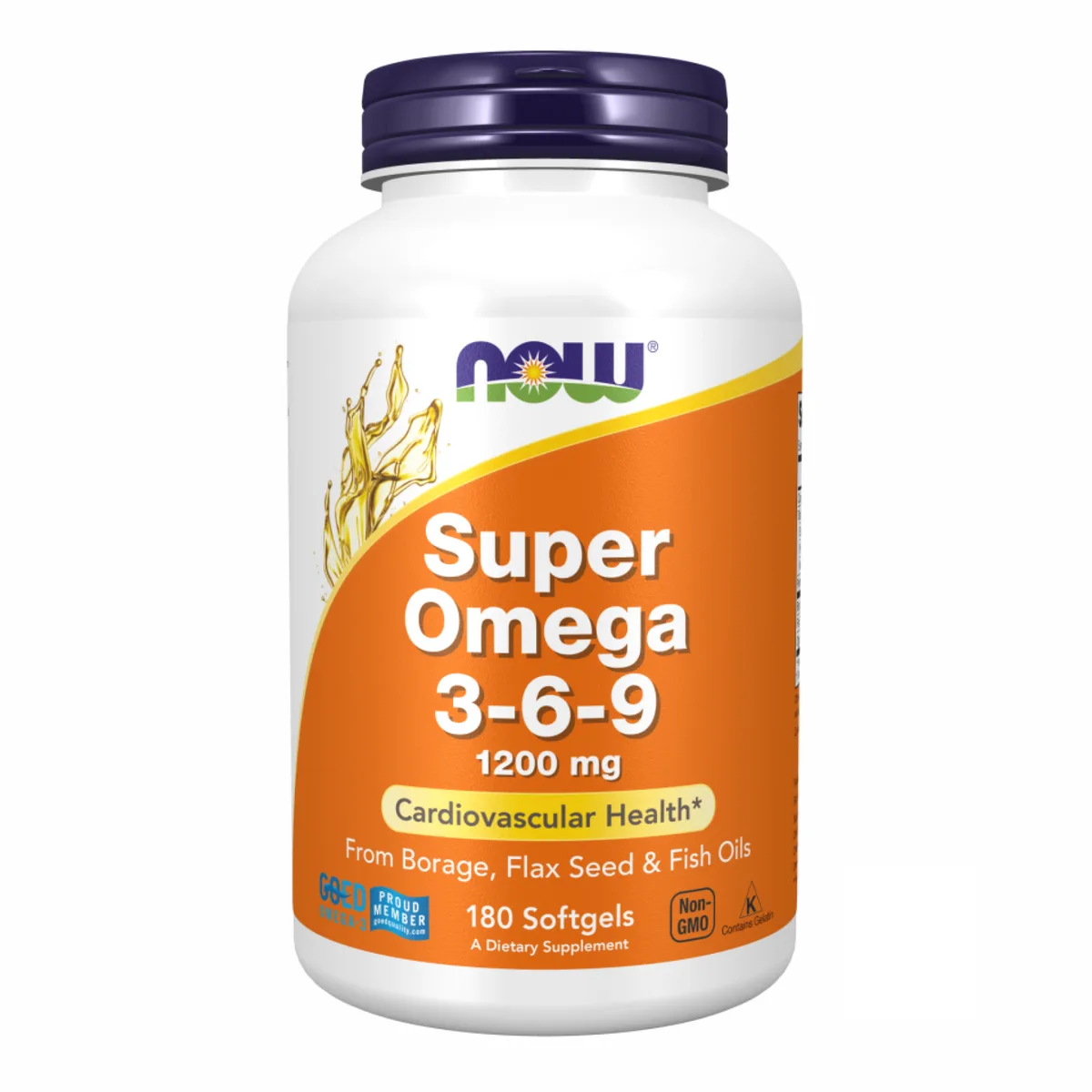 Супер Омега 3-6-9 1200 мг Now Foods желатин 180 капсул