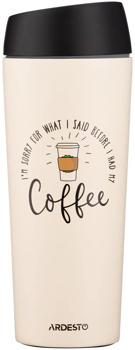 Термос для напоїв ARDESTO Coffee Time, 450 мл, з нержавіючої сталі, пісочний.
