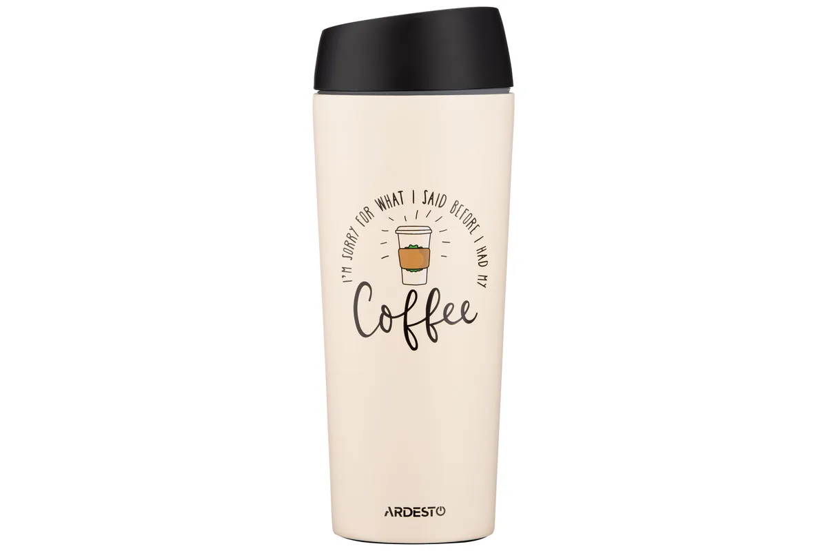 Термос для напоїв ARDESTO Coffee Time, 450 мл, з нержавіючої сталі, пісочний.