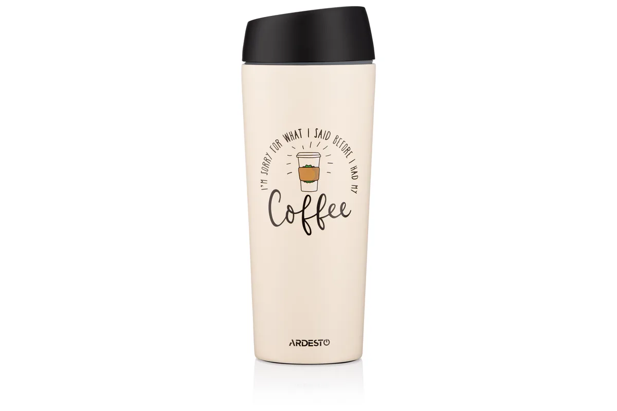 Термос для напоїв ARDESTO Coffee Time, 450 мл, з нержавіючої сталі, пісочний.
