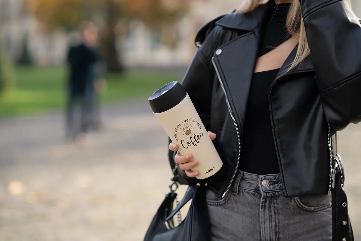 Термос для напоїв ARDESTO Coffee Time, 450 мл, з нержавіючої сталі, пісочний.