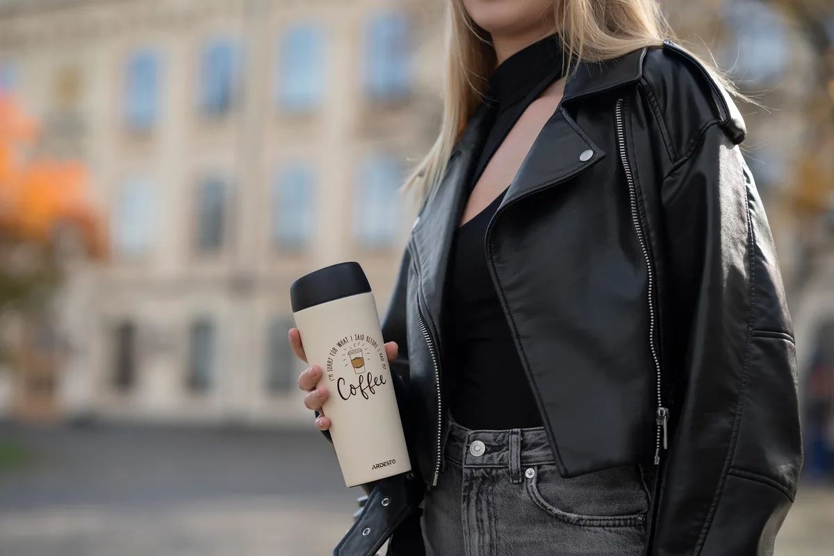 Термос для напоїв ARDESTO Coffee Time, 450 мл, з нержавіючої сталі, пісочний.
