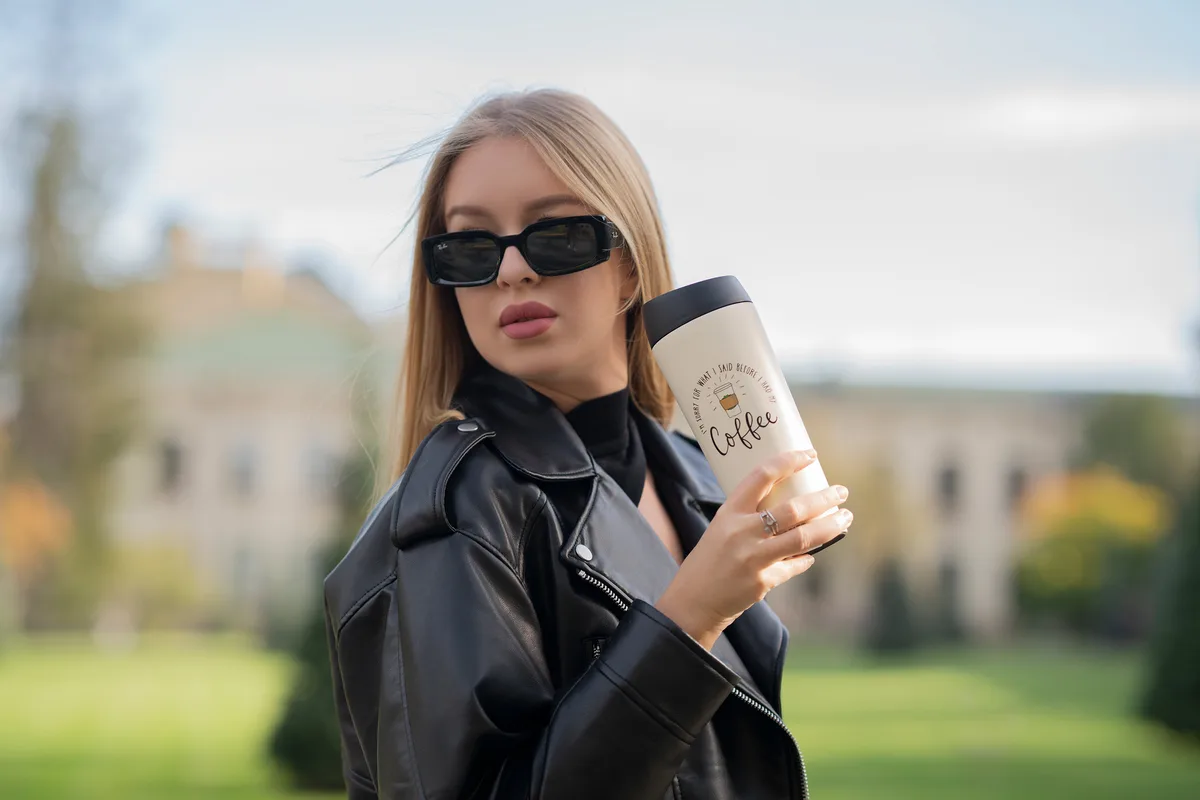 Термос для напоїв ARDESTO Coffee Time, 450 мл, з нержавіючої сталі, пісочний.