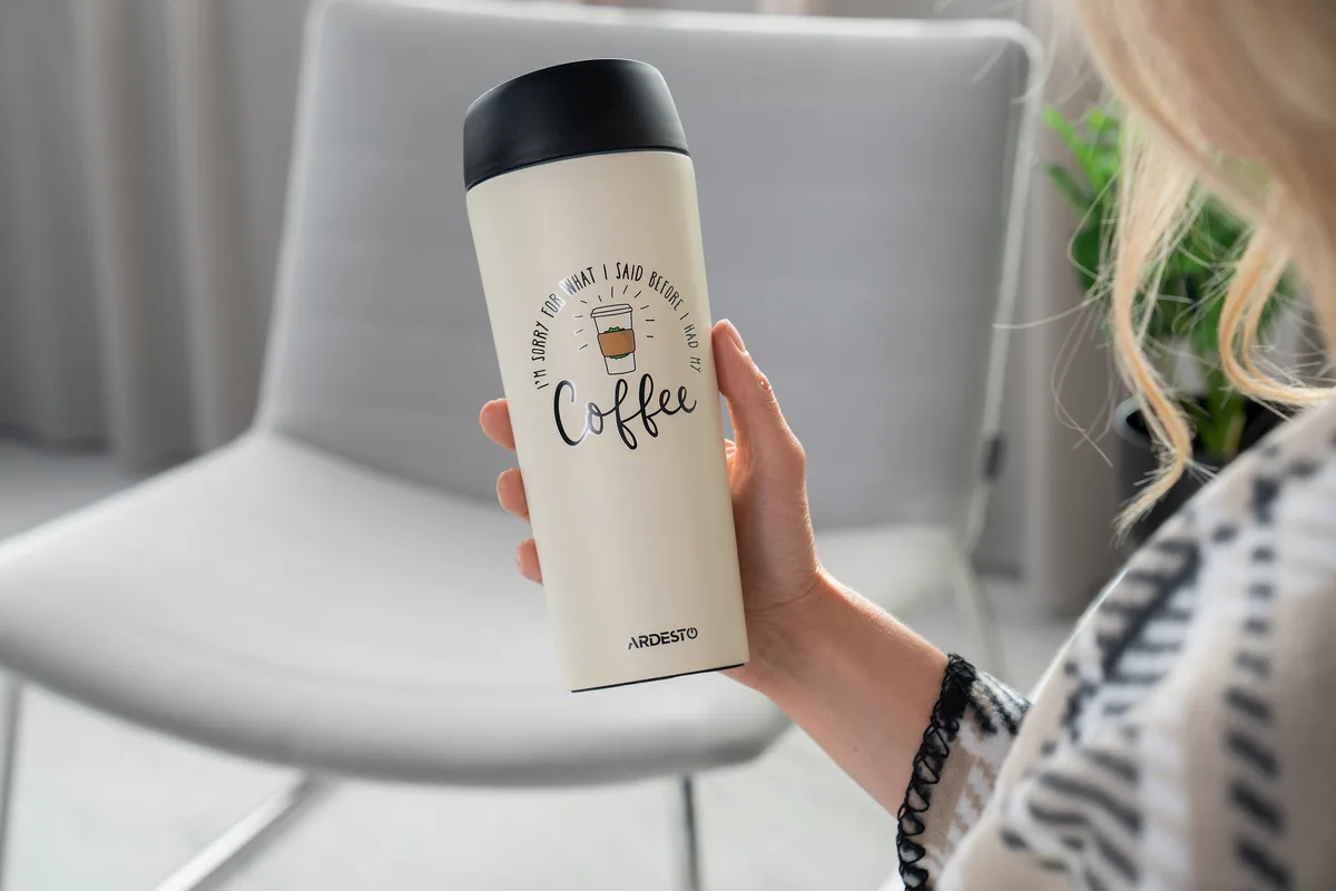Термос для напоїв ARDESTO Coffee Time, 450 мл, з нержавіючої сталі, пісочний.