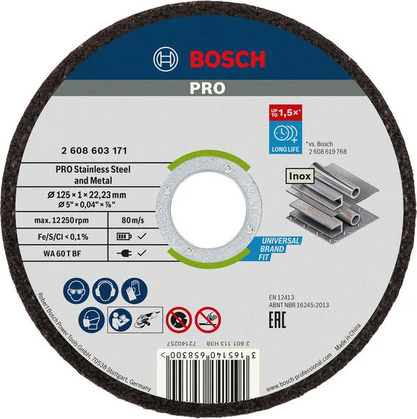 Диск відрізний Bosch Professional 125 мм по металу 10 шт для кутових шліфувальних машин різальний диск для сталі