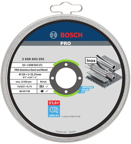 Диск відрізний Bosch Professional 125 мм по металу 10 шт для кутових шліфувальних машин різальний диск для сталі