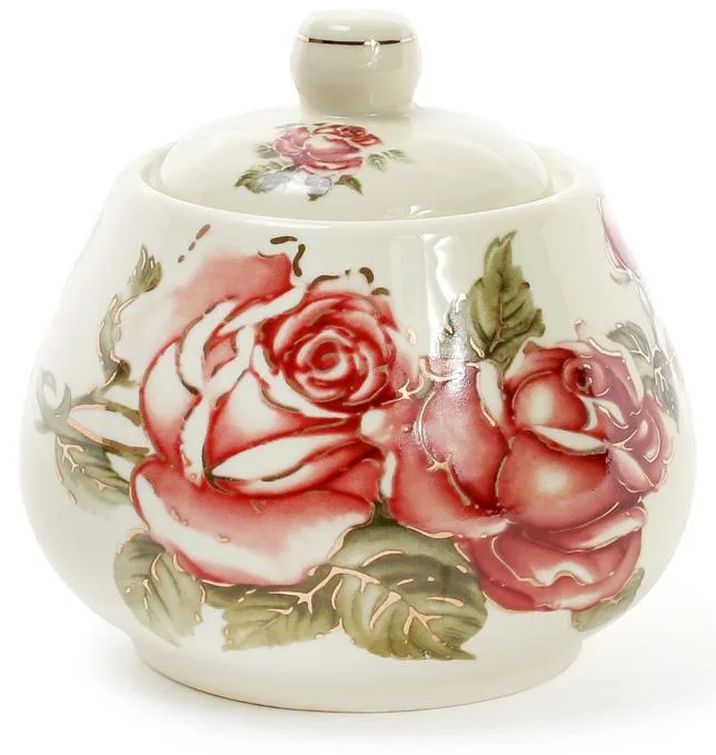 Сахарница фарфоровая Cream Rose 300 мл с крышкой для сахара и кондитерских изделий