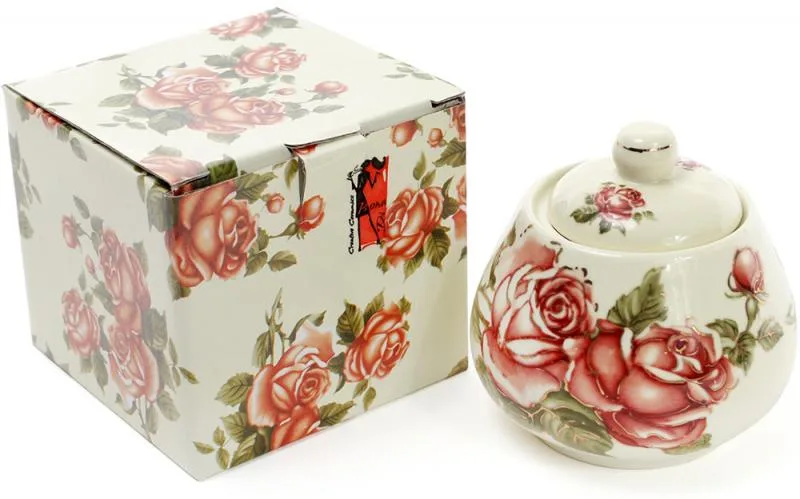 Цукорниця фарфоровая Cream Rose 300 мл з кришкою для цукру та кондитерських виробів