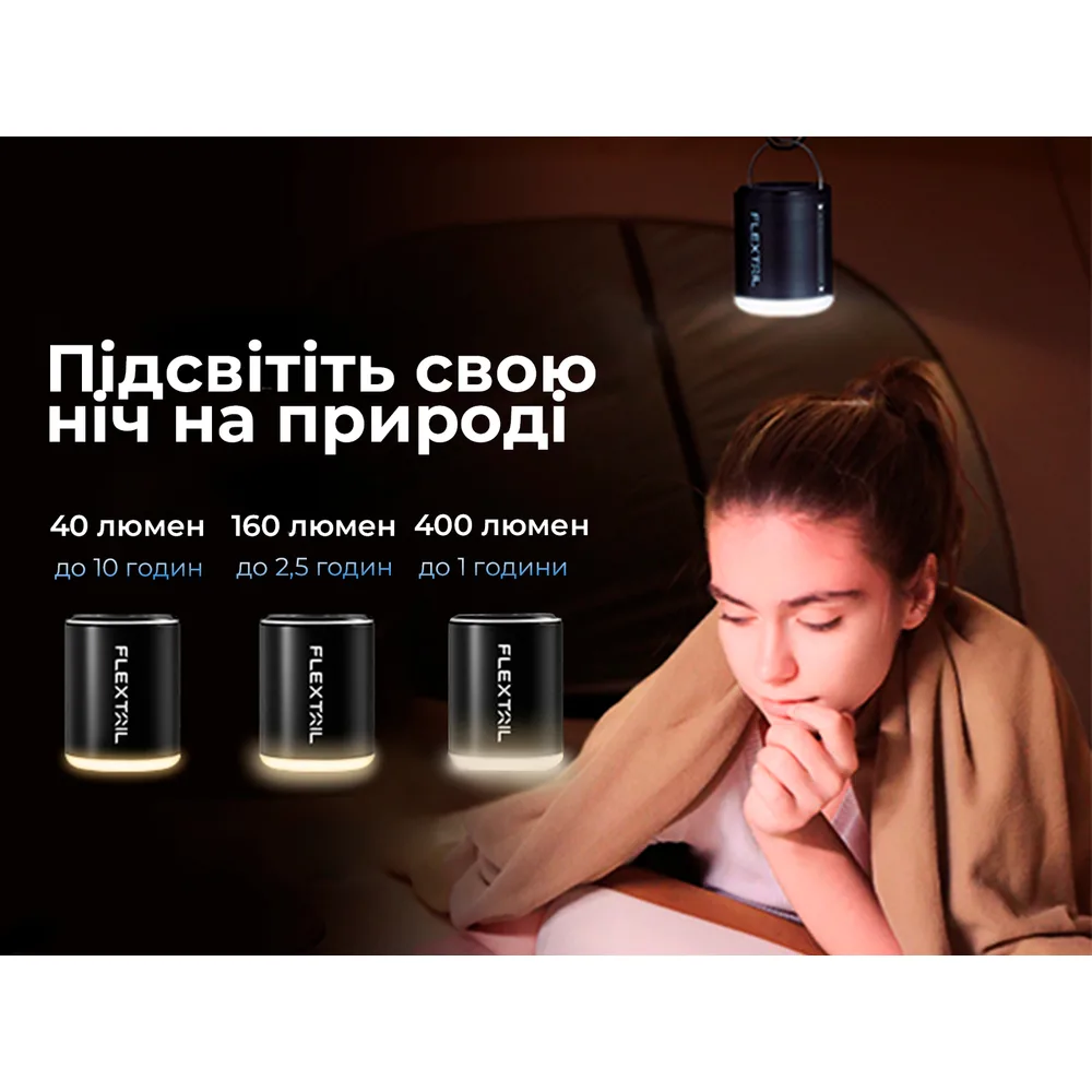 Насос ліхтар Flextail 45х46х59 мм чорний 3 в 1 для кемпінгу