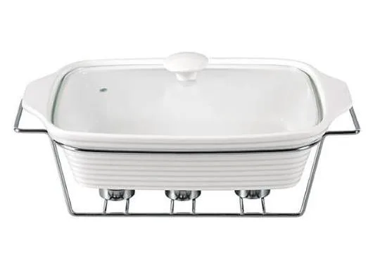 Керамічна форма Kamille Food Warmer 2.4 л жаростійка з підігрівом біла