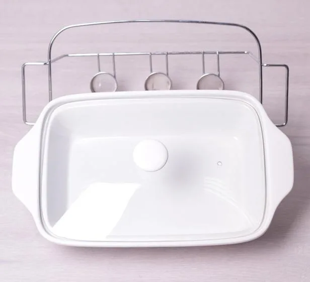 Керамічна форма Kamille Food Warmer 2.4 л жаростійка з підігрівом біла