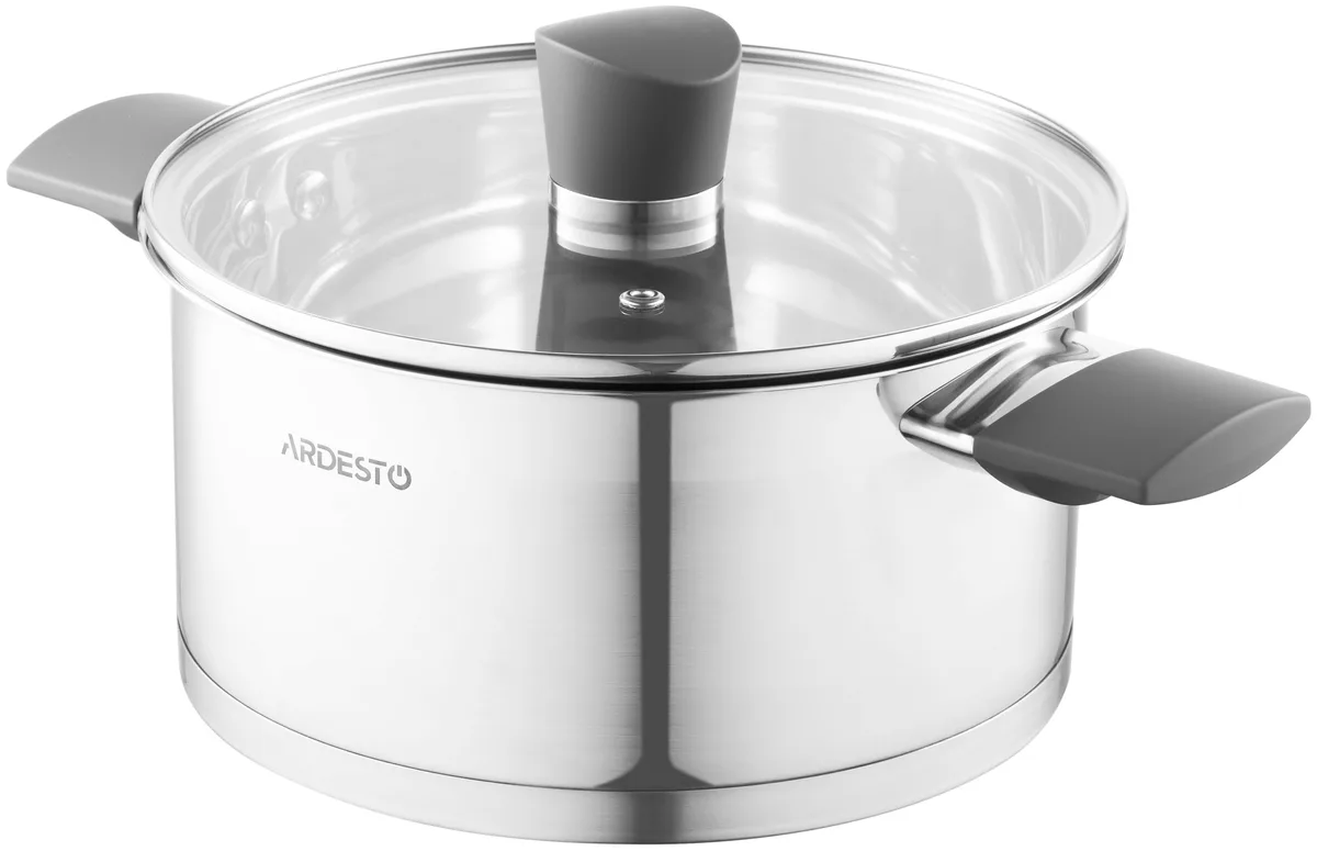 Каструля з прозорою кришкою ARDESTO Gemini Trento, 3л, нержавіюча сталь, бакеліт.
