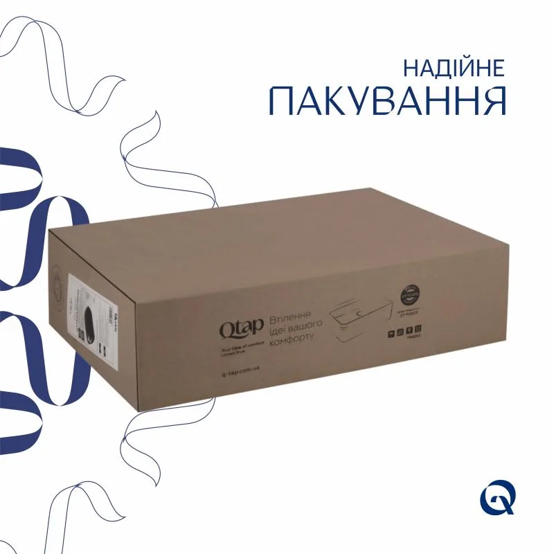 Раковина накладна Qtap Robin 600x390 мм керамічна матова чорна з донним клапаном