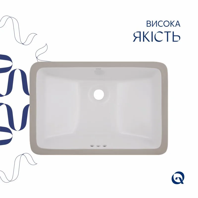 Врізна раковина Qtap Stork White 535x365 мм кераміка біла з донним клапаном PU02O