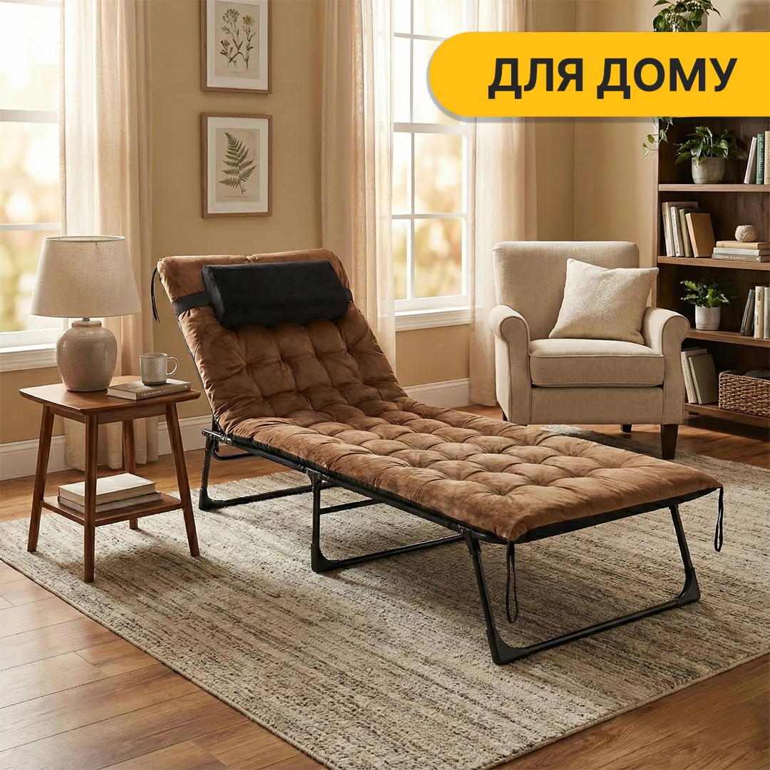 Розкладне ліжко LEOBRO поліефір 193х68 см темно-сіре