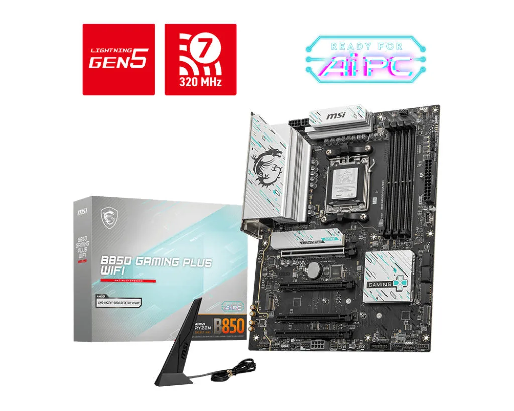 Материнcька плата MSI B850 GAMING PLUS WIFI sAM5 B850 4xDDR5 M.2 DP Wi-Fi BT ATX