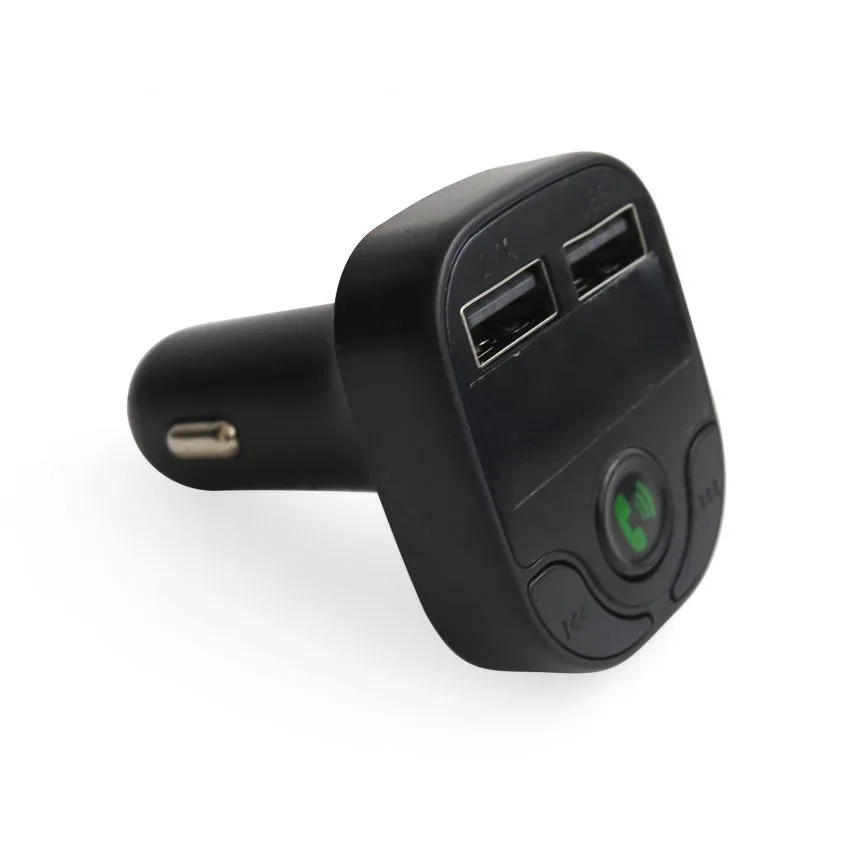 FM-трансмітер Bluetooth чорний пластик 4 порти 2 USB 2,1А