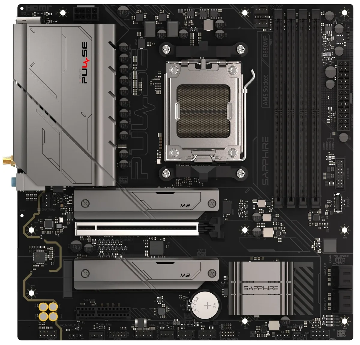 Материнcька плата SAPPHIRE PULSE B850M WIFI sAM5 B850 4xDDR5 M.2 HDMI DP Wi-Fi BT mATX