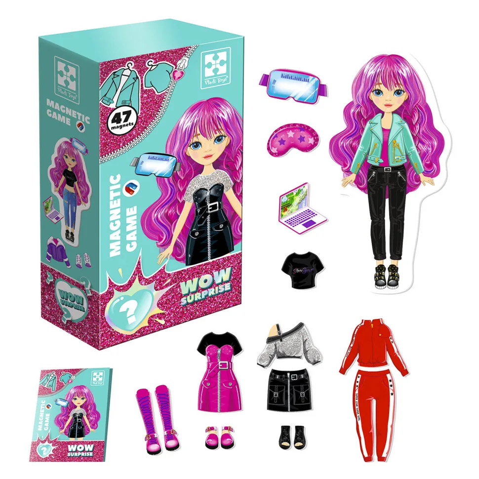 Настільна гра Vladi Toys магнітна одягалка 47 магнітів лялька кольорова
