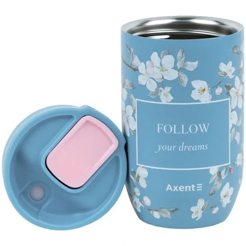 Термокухоль 350 мл AXENT Gentle Blossom нержавіюча сталь для гарячих напоїв термос для чаю.