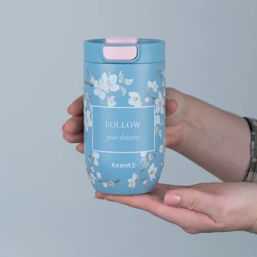 Термокухоль 350 мл AXENT Gentle Blossom нержавіюча сталь для гарячих напоїв термос для чаю.