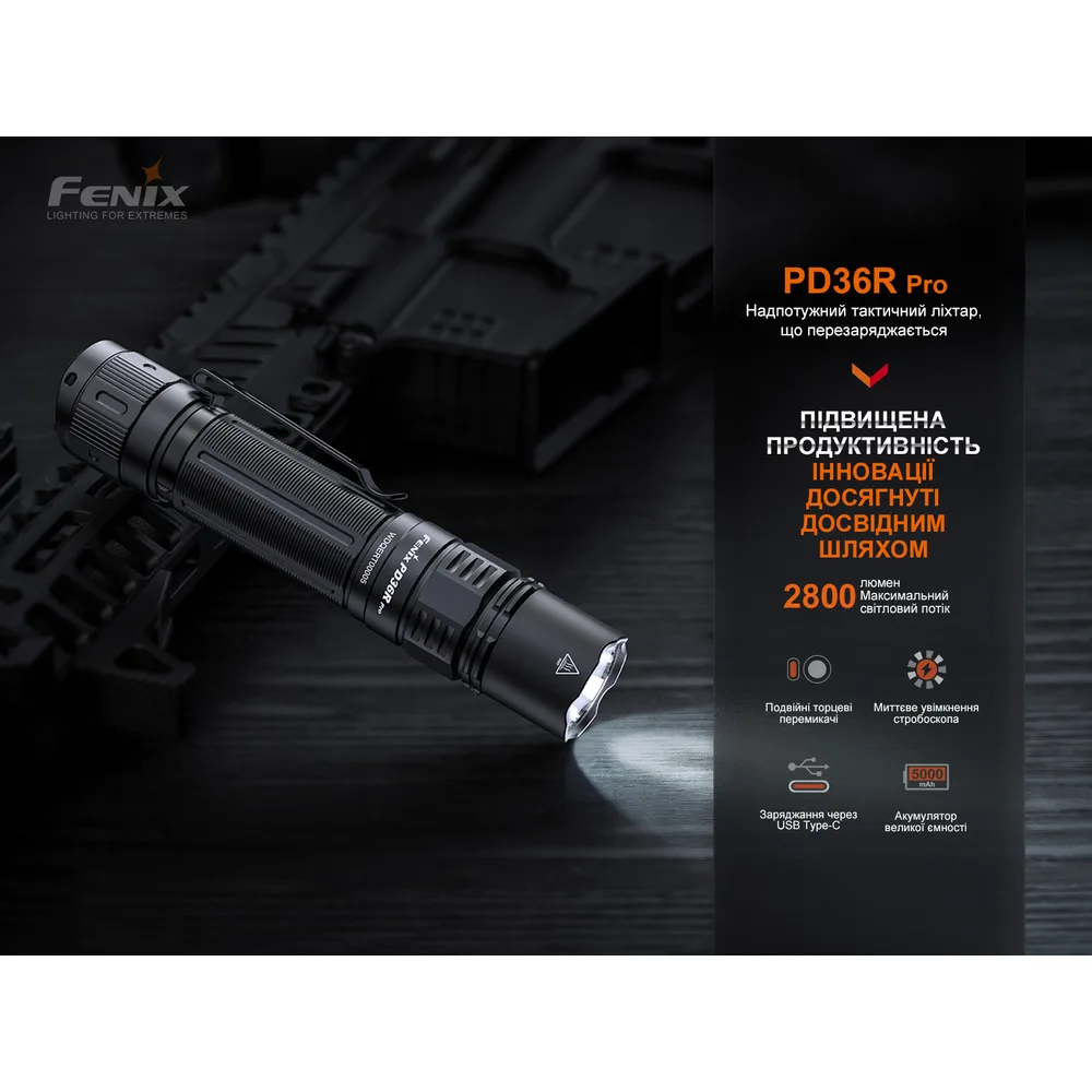 Фонарь ручной Fenix алюминиевый 145,8х26,5х25,7 мм черный 2800 лм IP68
