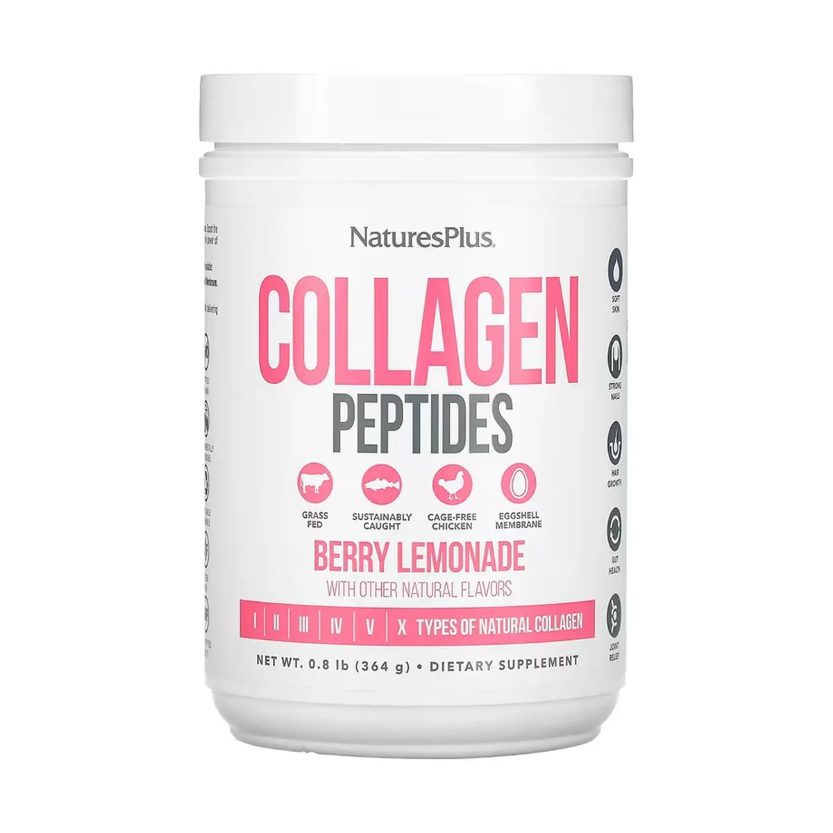 Collagen Peptides Nature's Plus Пептиды коллагена 364 г Ягодный лимонад