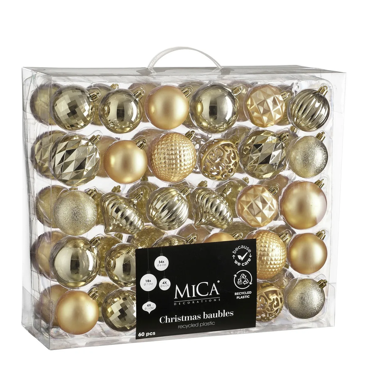Елочные шары Mica Decorations пластиковые 60 шт Ø 7 6 см шампань