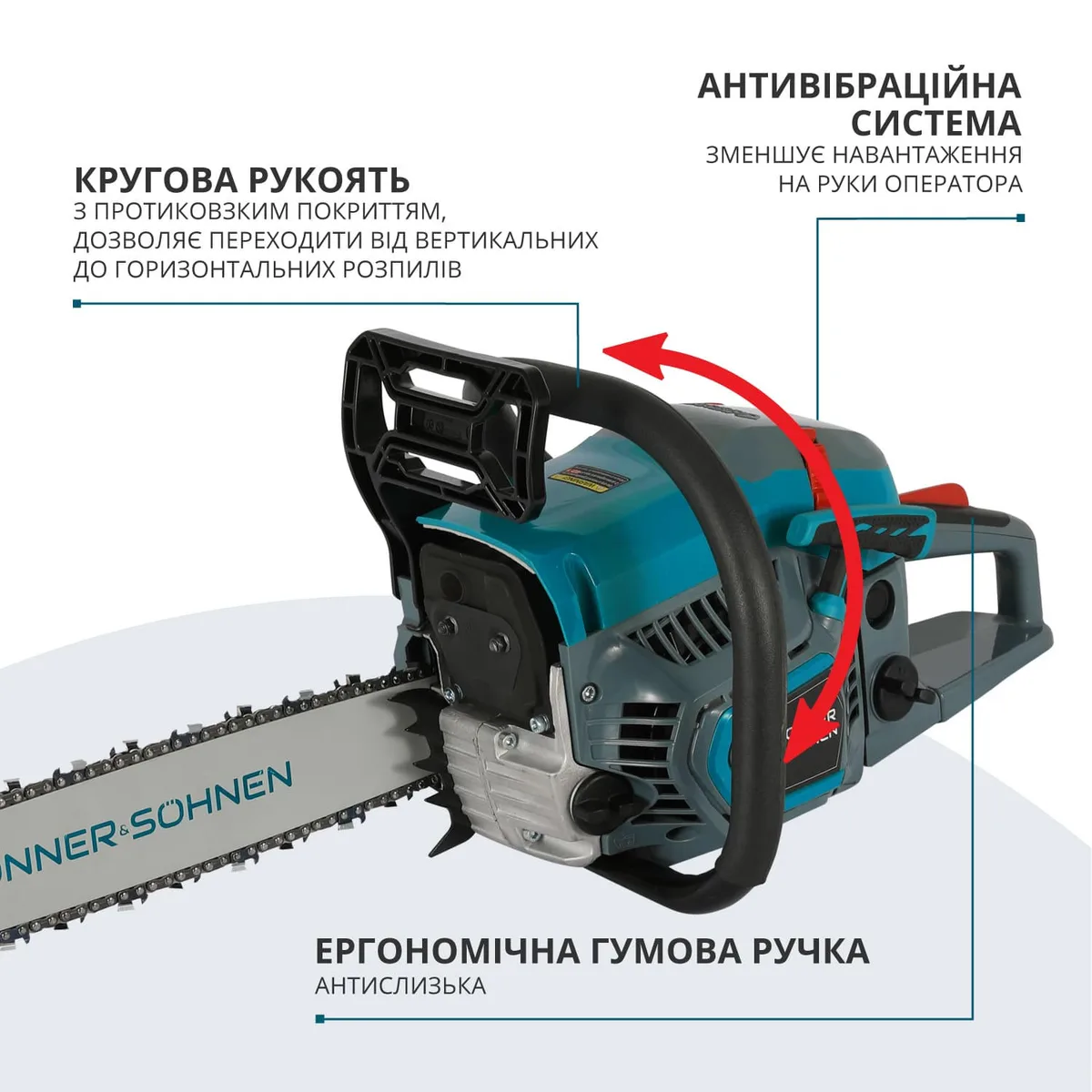 Бензинова ланцюгова пила KonnerSohnen KS CS21G-16, 33 см, 45 см3, 5,6 кг