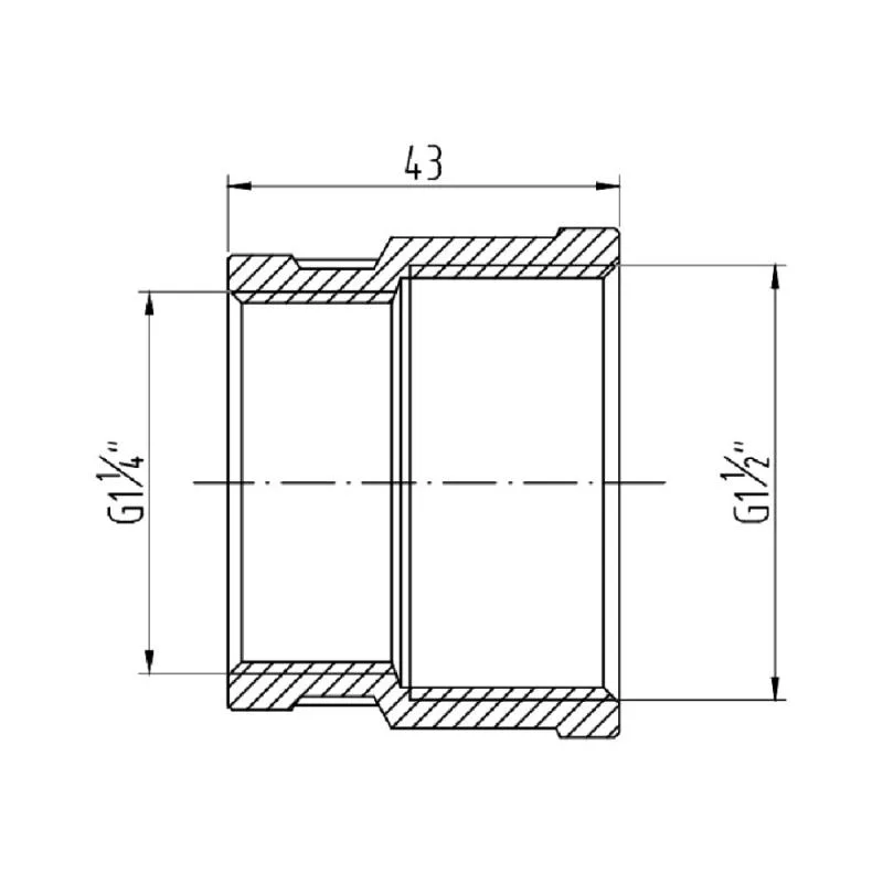 Муфта редукционная 1 1/2"x1 1/4" латунь никелированная Forte