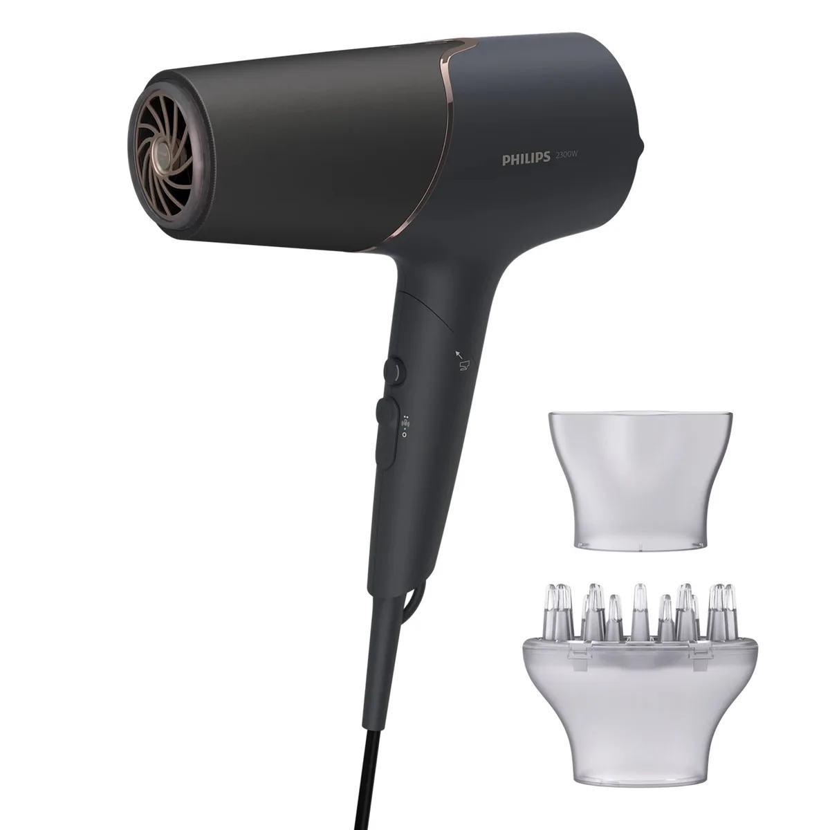 Фен Philips 5000 Series, 2300 Вт, 3 скорости, диффузор, ионизация, охлажденный обдув, черный