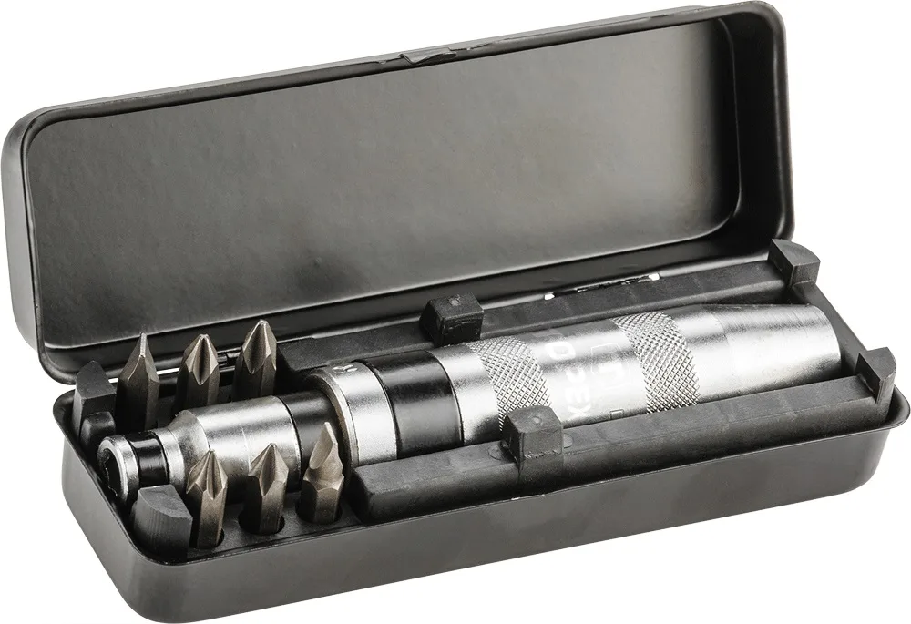 Ударна викрутка TOPEX з бітотримачем 1/4", 6 біт SL та PH, сталь CrV.