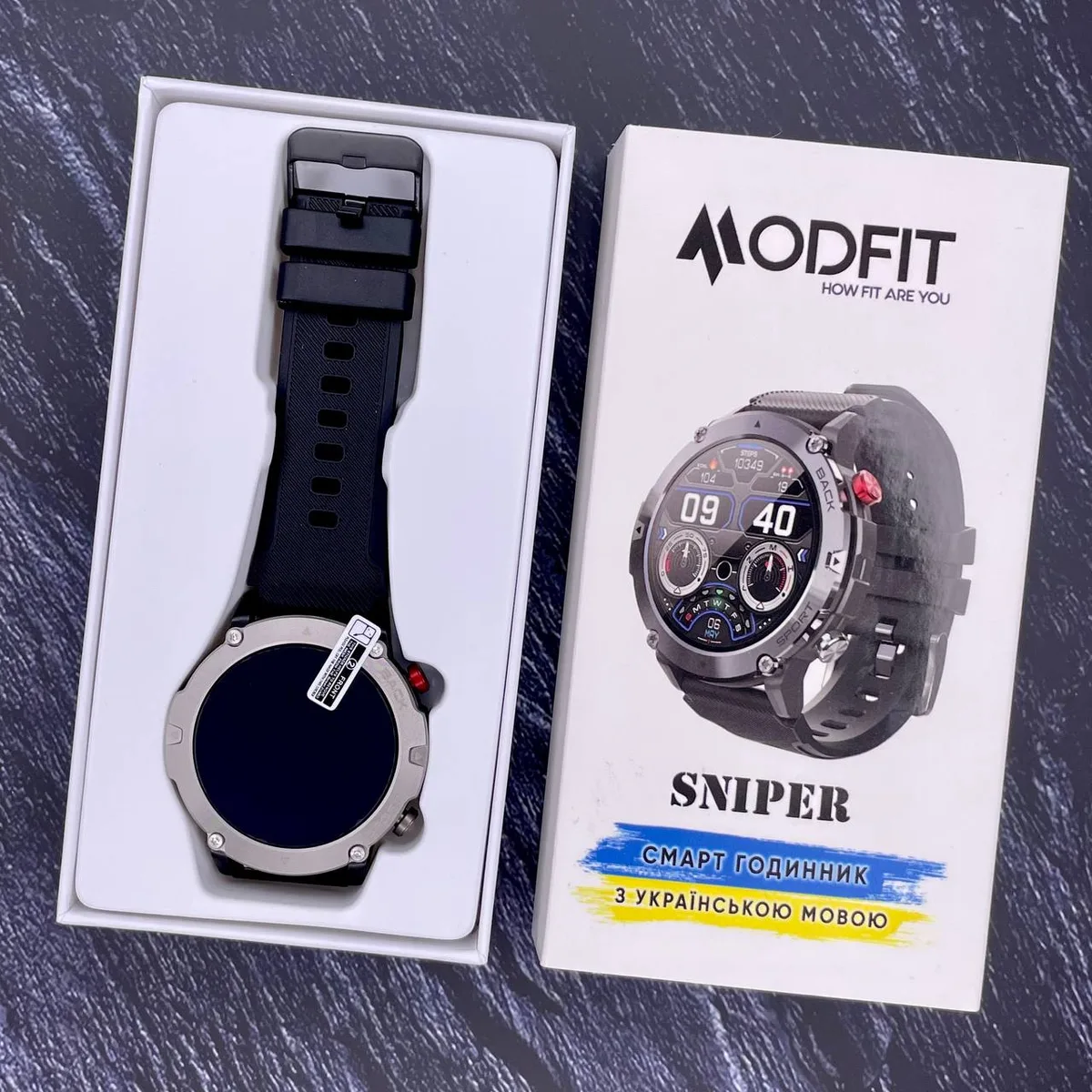 Розумні годинники Modfit сталь 36 мм чорні сріблясті