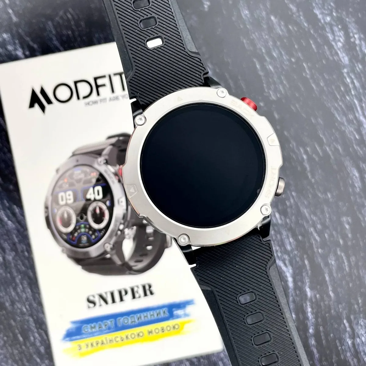 Розумні годинники Modfit сталь 36 мм чорні сріблясті