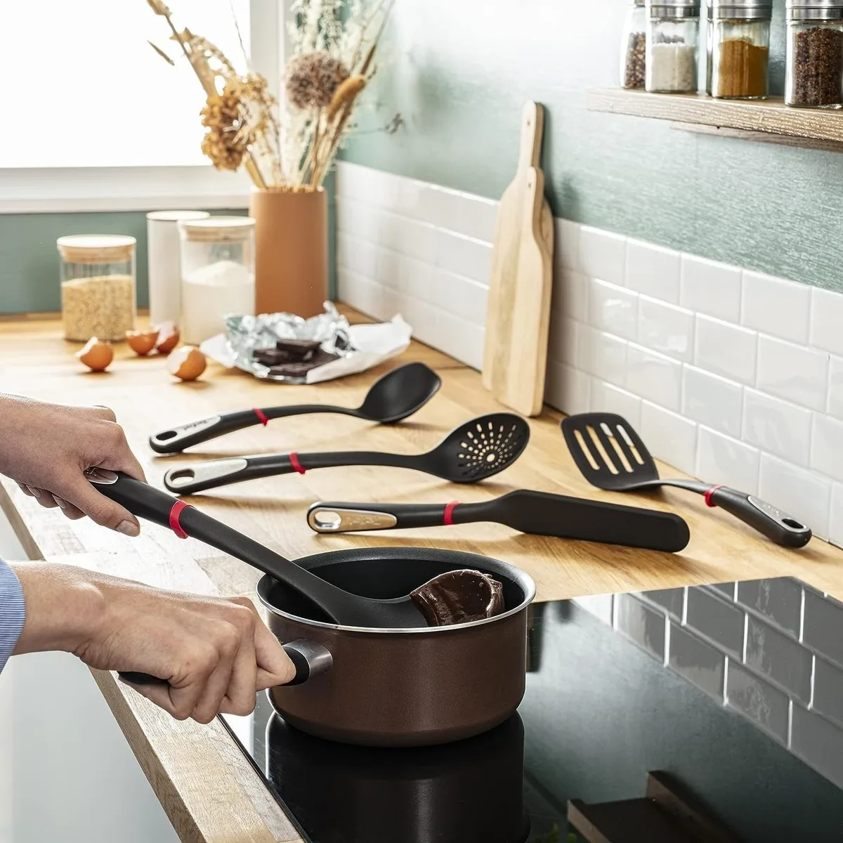 Лопатка для блинов Tefal Ingenio, нейлоновая, пластиковая, черная