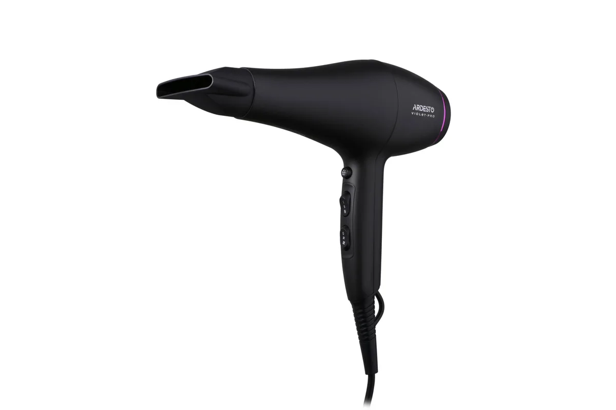 Фен ARDESTO Violet PRO HD-Y222PRO, мощность 1850-2200Вт, 2 скорости, 3 температурных режима, диффузор, черный