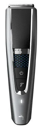 Тример для волосся Philips Series 5000, акумуляторний, роторний двигун, 2 насадки, кейс, сталь, чорний з сірим.