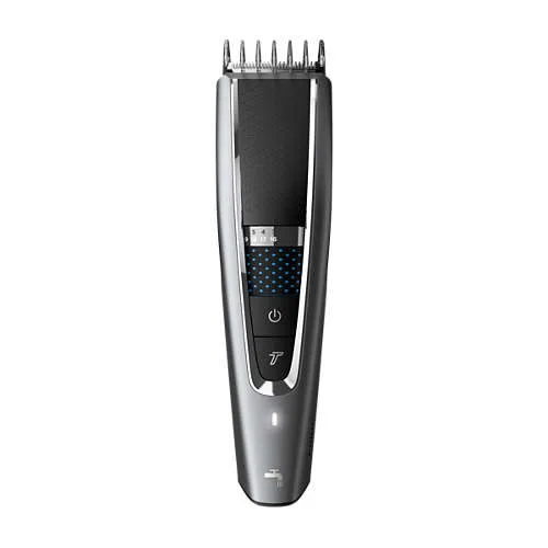 Тример для волосся Philips Series 5000, акумуляторний, роторний двигун, 2 насадки, кейс, сталь, чорний з сірим.