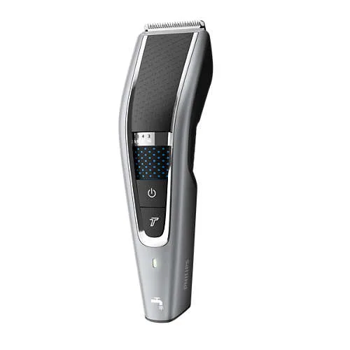 Тример для волосся Philips Series 5000, акумуляторний, роторний двигун, 2 насадки, кейс, сталь, чорний з сірим.