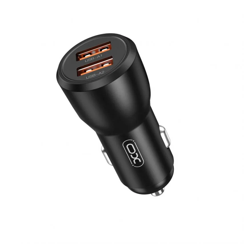 Автомобільний зарядний пристрій XO метал 2USB 18W чорний