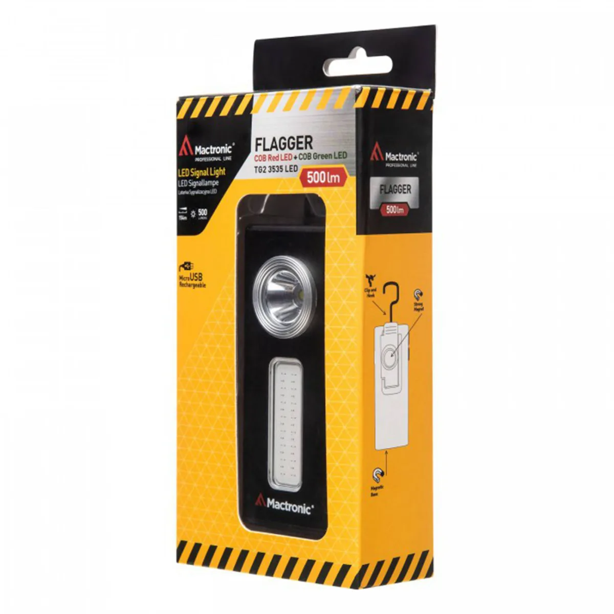 Ліхтар Mactronic професійний 500 Lm білий червоний зелений алюмінієвий USB Rechargeable