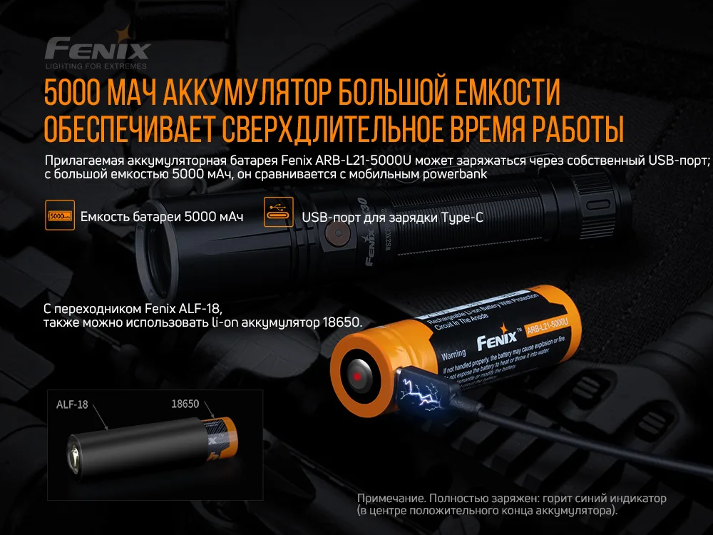 Ліхтар ручний лазерний Fenix алюміній 158х26х32 мм білий
